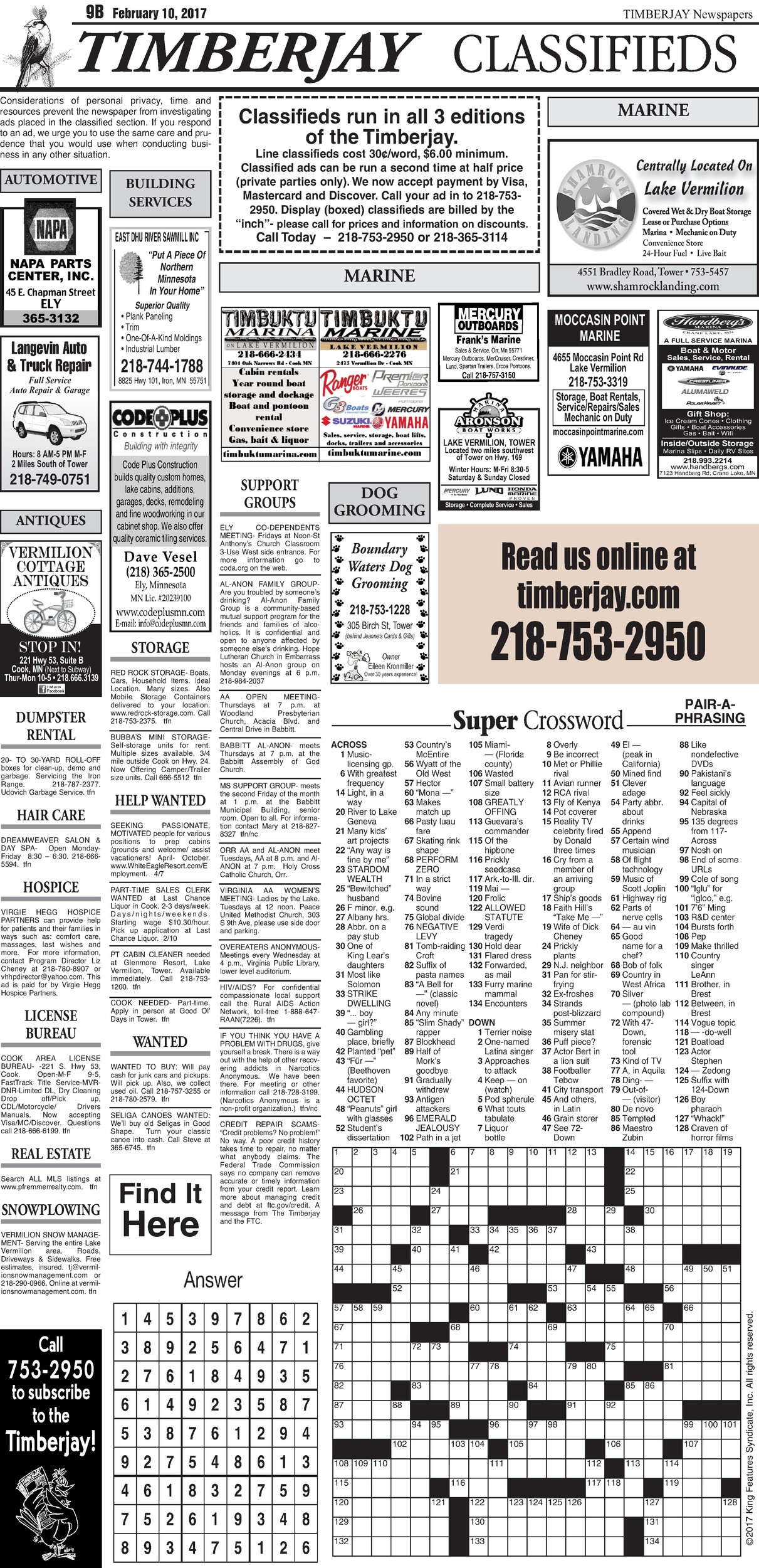 Click here for the legal notices and classifieds on page B9