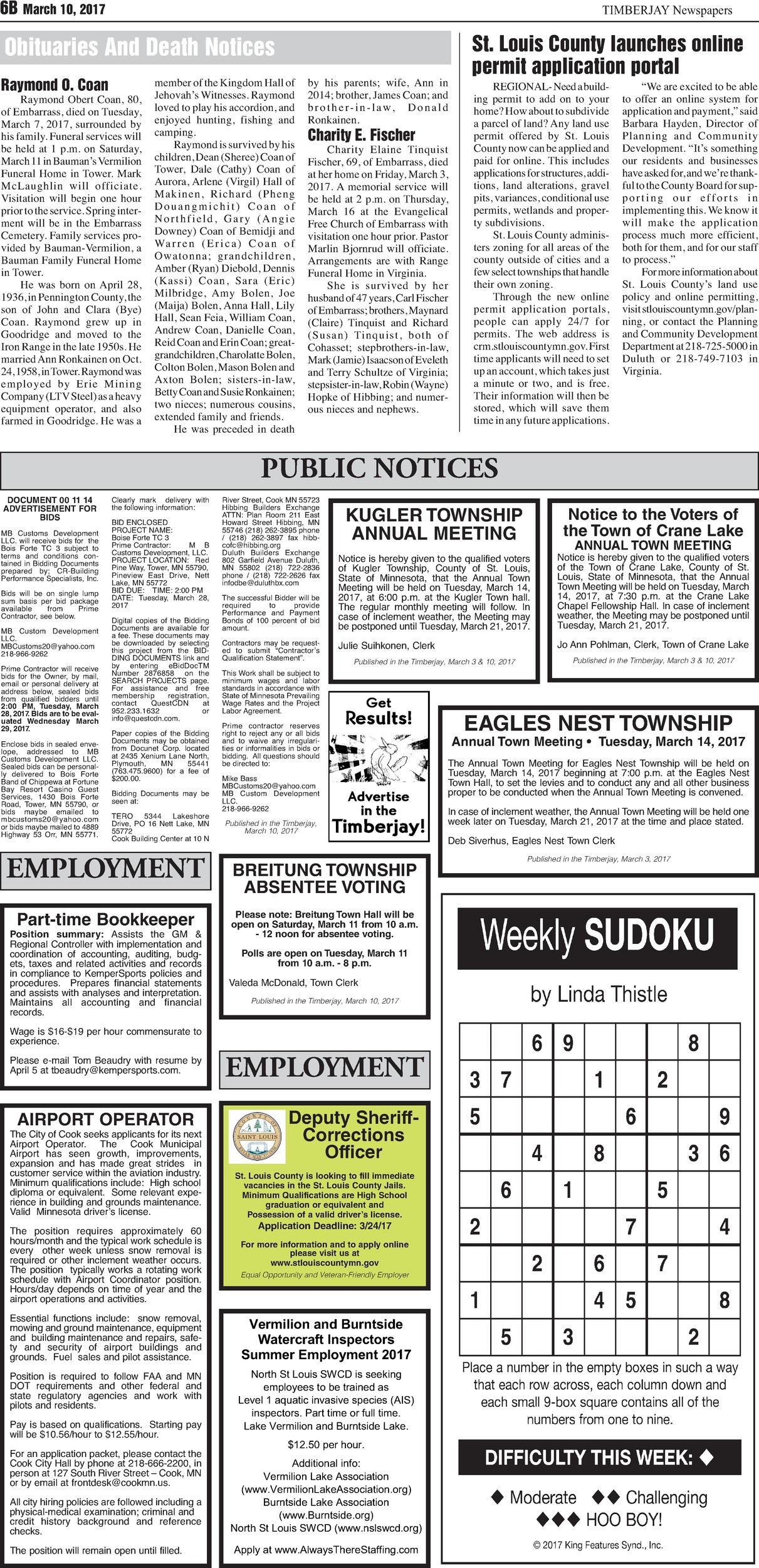 Click here to view the legal notices and classifieds on page 6B