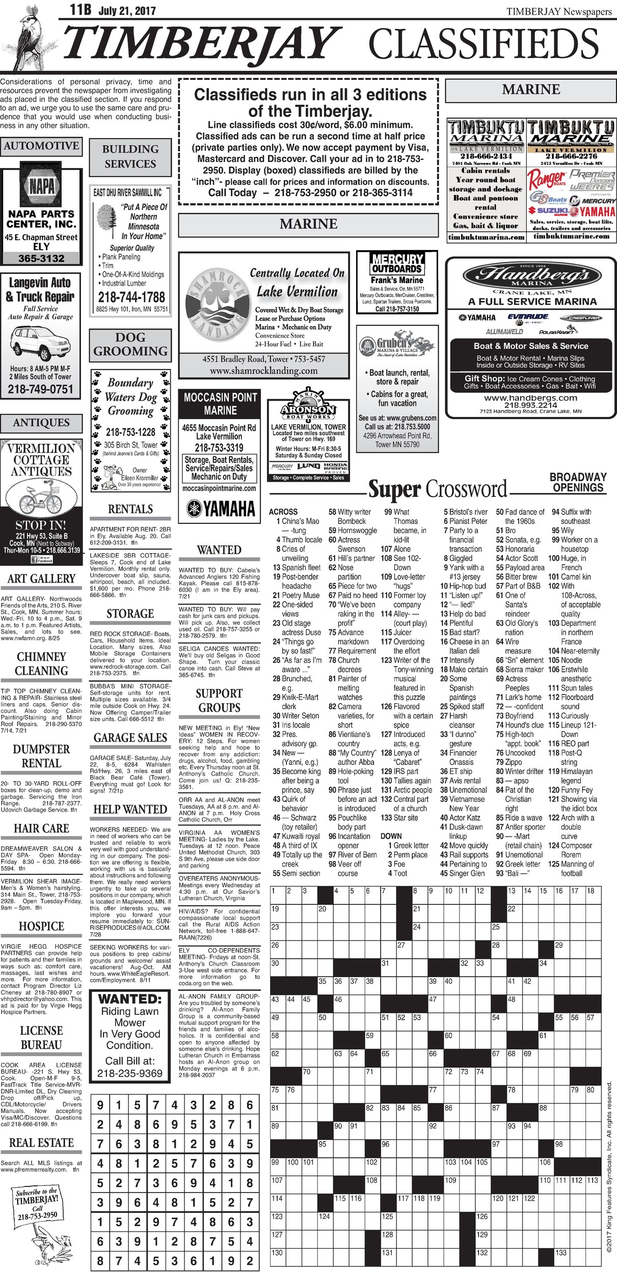 Click here for the legal notices and classifieds from page 11B