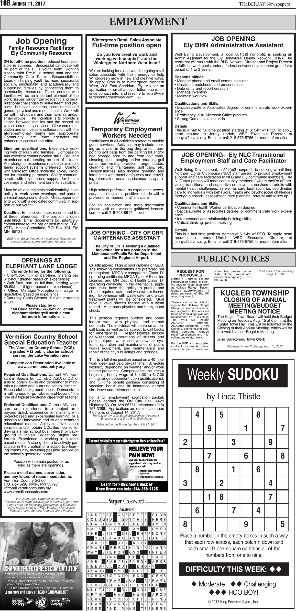 Click here for the legal notices and classifieds from page 10B