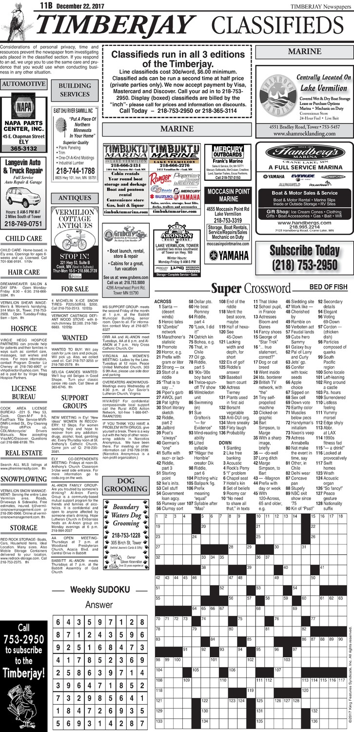 Click here to see the legal notices and classifieds from page 11B