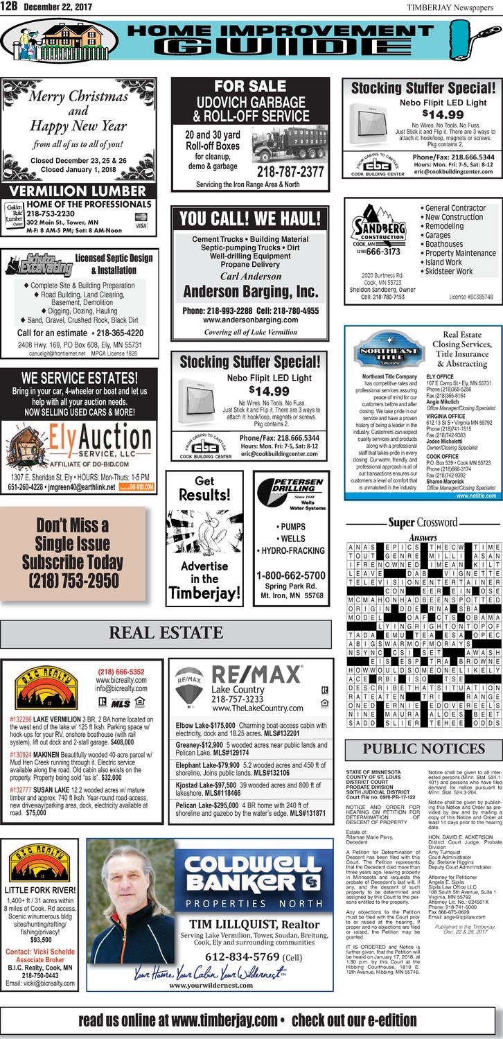 Click here to see the legal notices and classifieds from page 12B