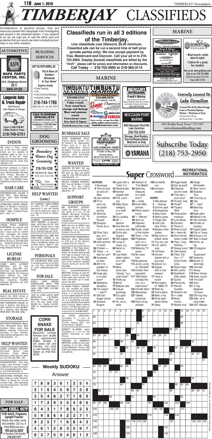 Click here for the legal notices and classifieds from page 11B