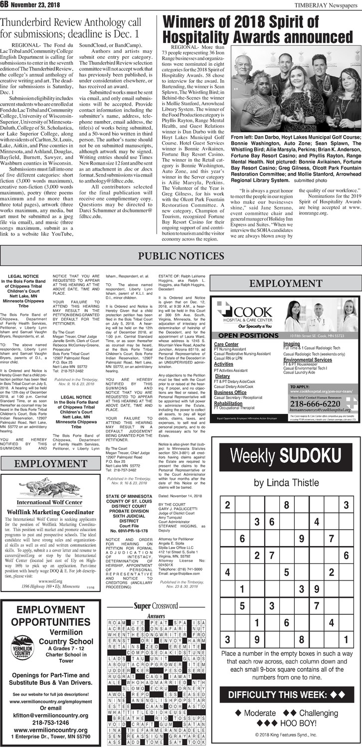 Click here for the legal notices and classifieds from page B6
