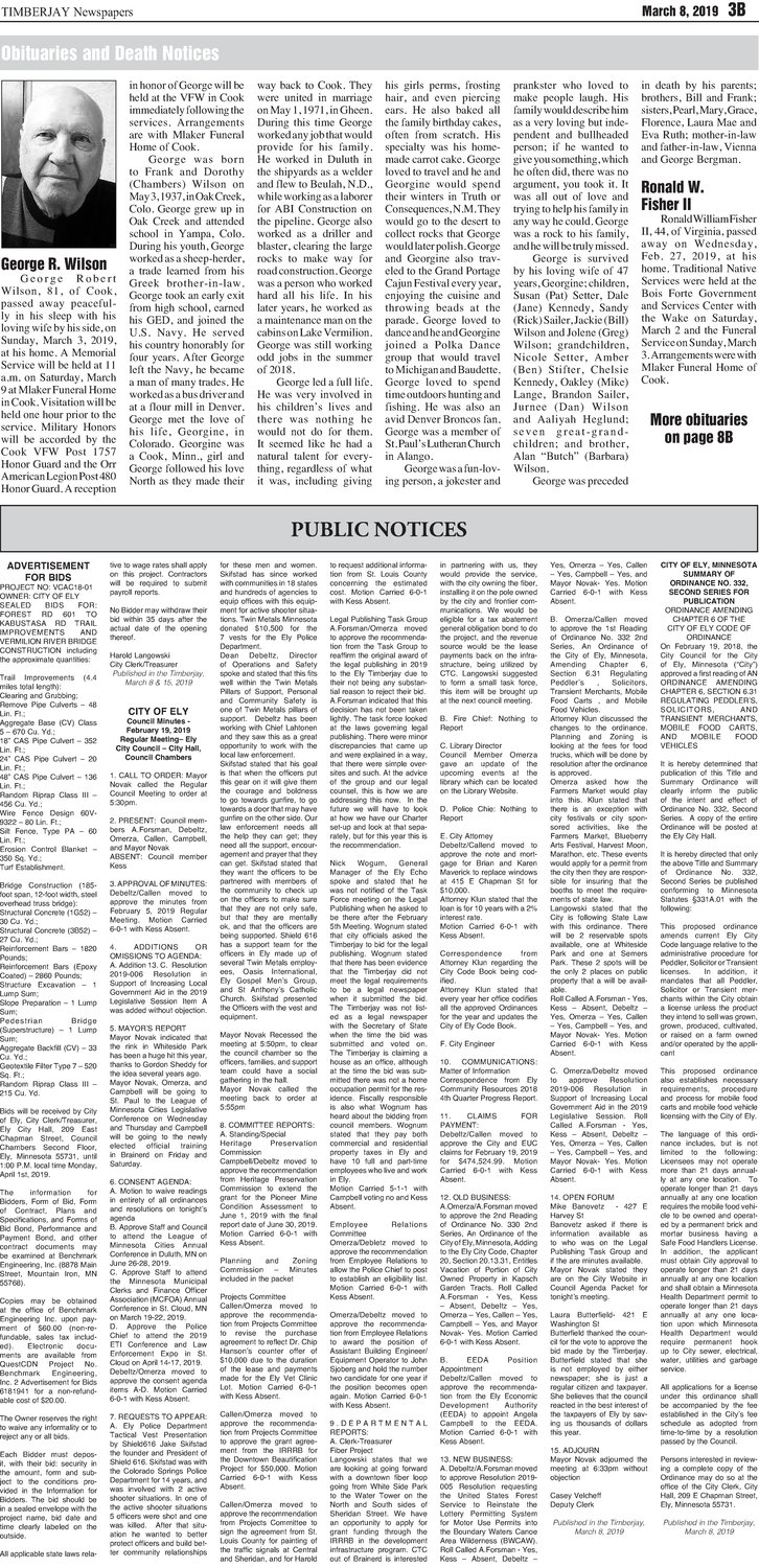 Click here for the legal notices and classifieds from page 3B