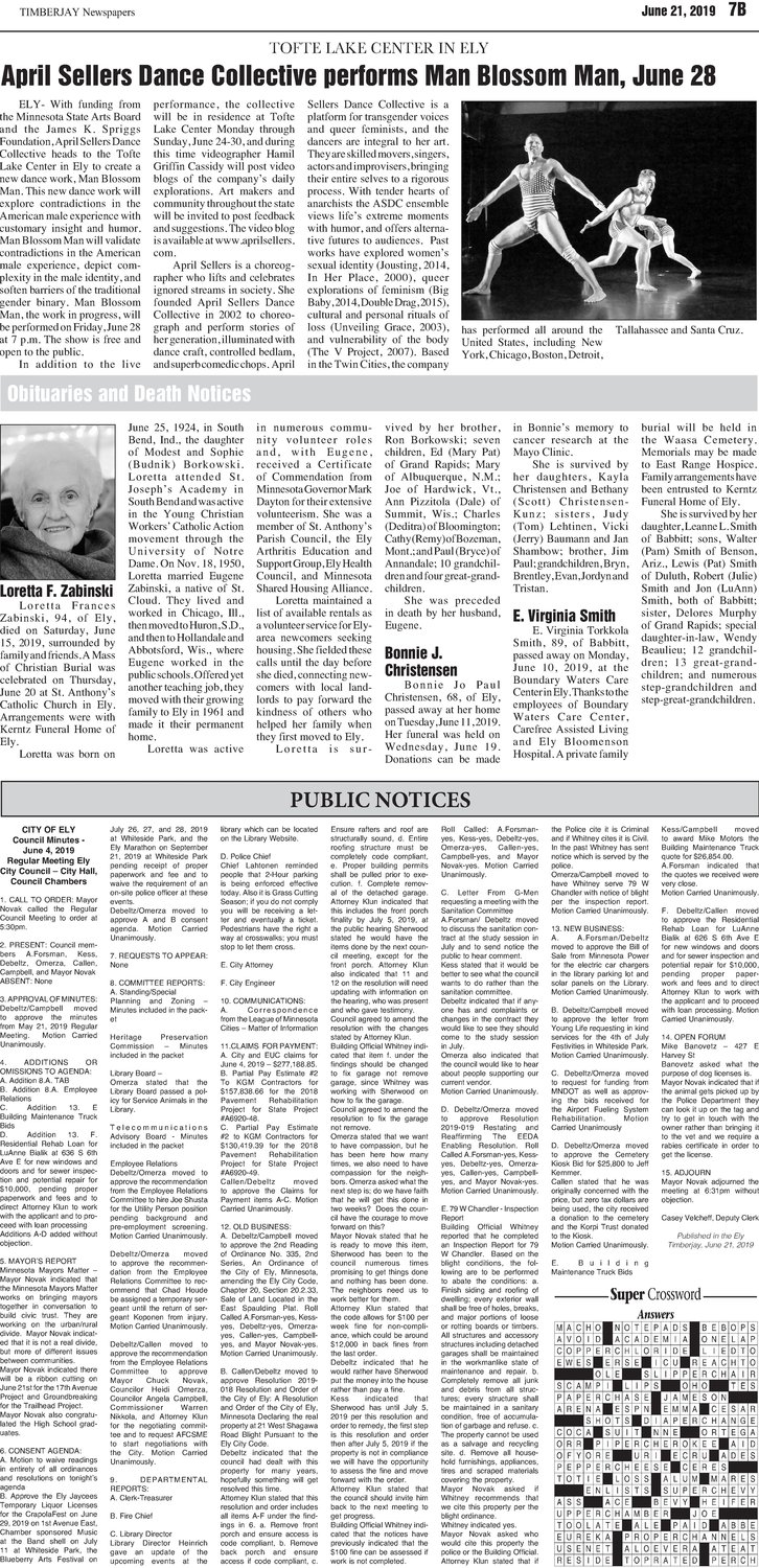 Click here for the legal notices and classifieds from page B7