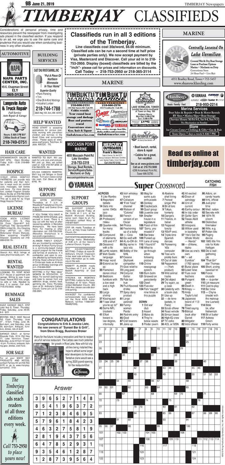 Click here for the legal notices and classifieds from page B9