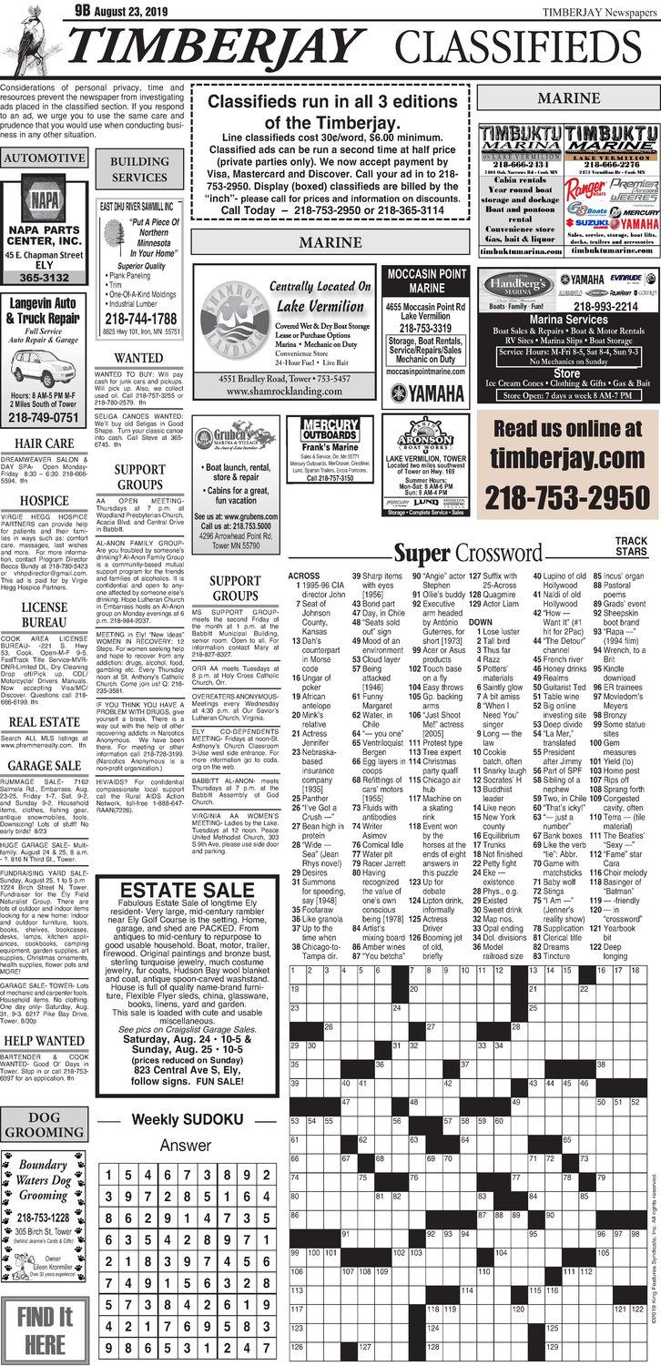 Click here for the legal notices and classifieds from page 9B
