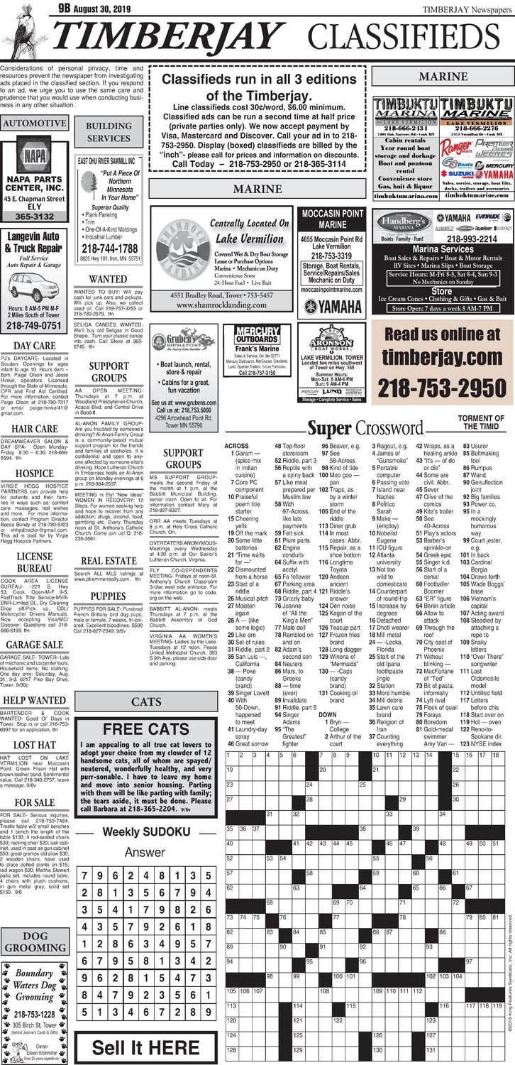 Click here for the legal notices and classifieds on page 9B