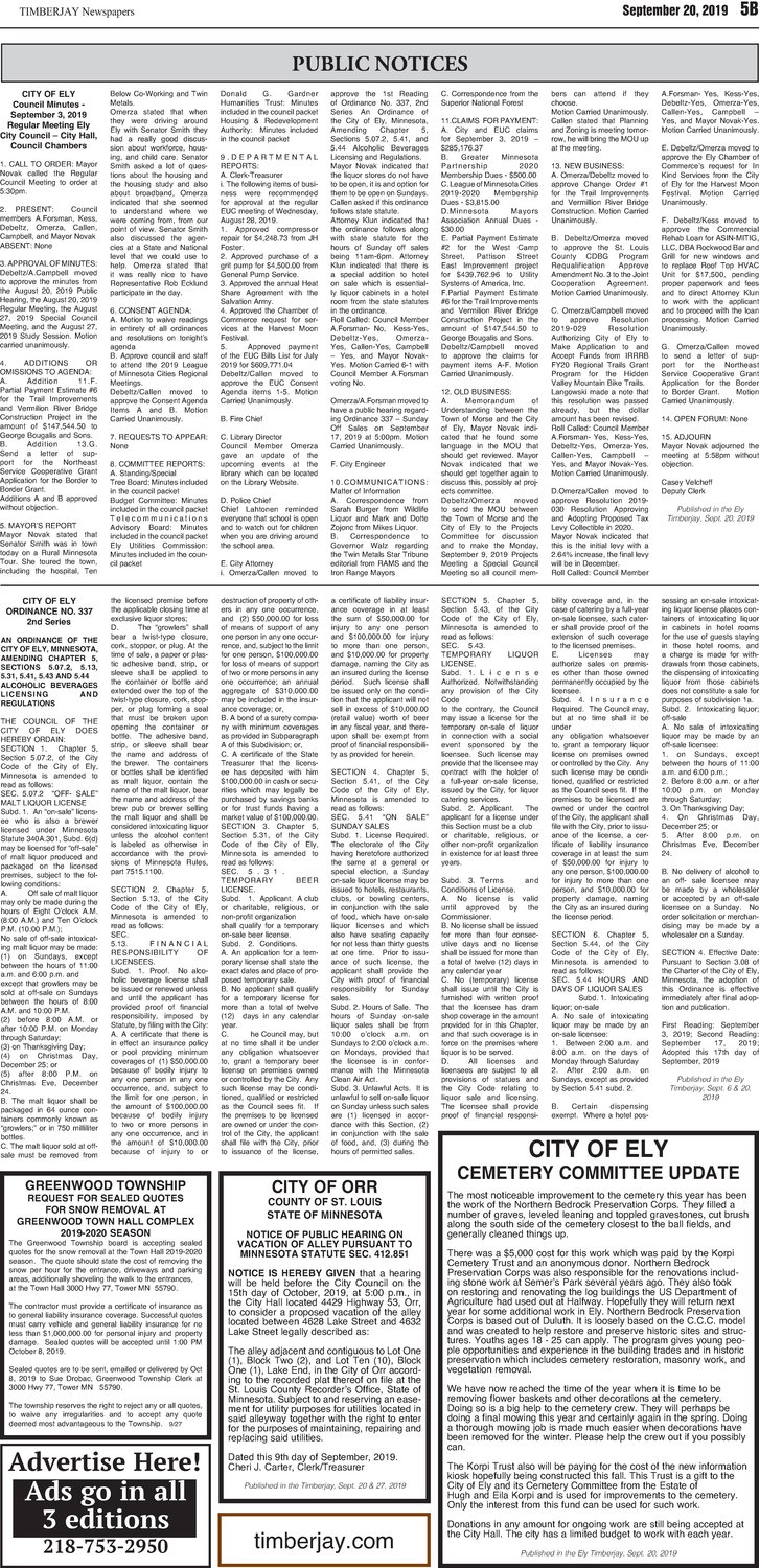 Click here for the legal notices and classifieds from page B5