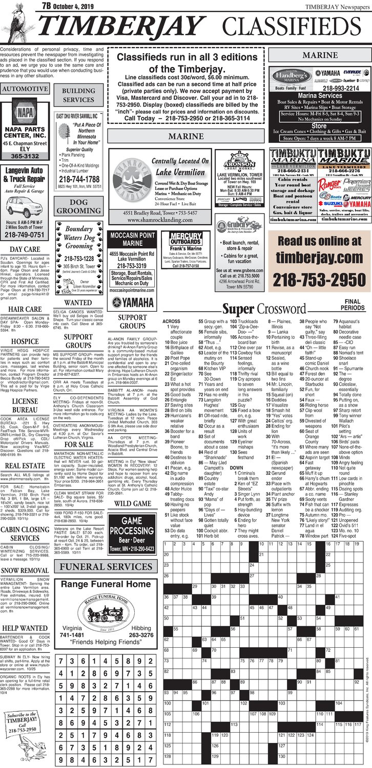 Click here for the legal notices and classifieds on page 7B