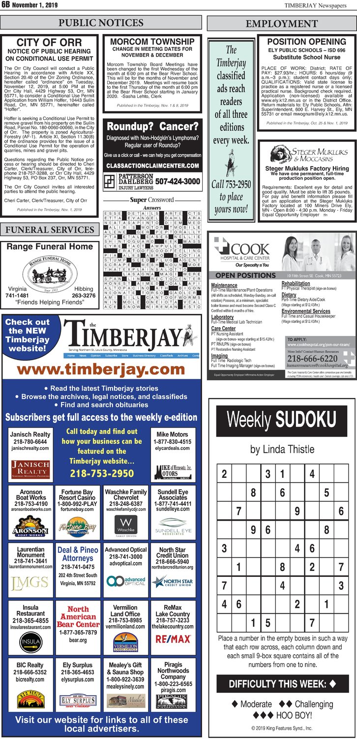Click here for the legal notices and classifieds on page B6