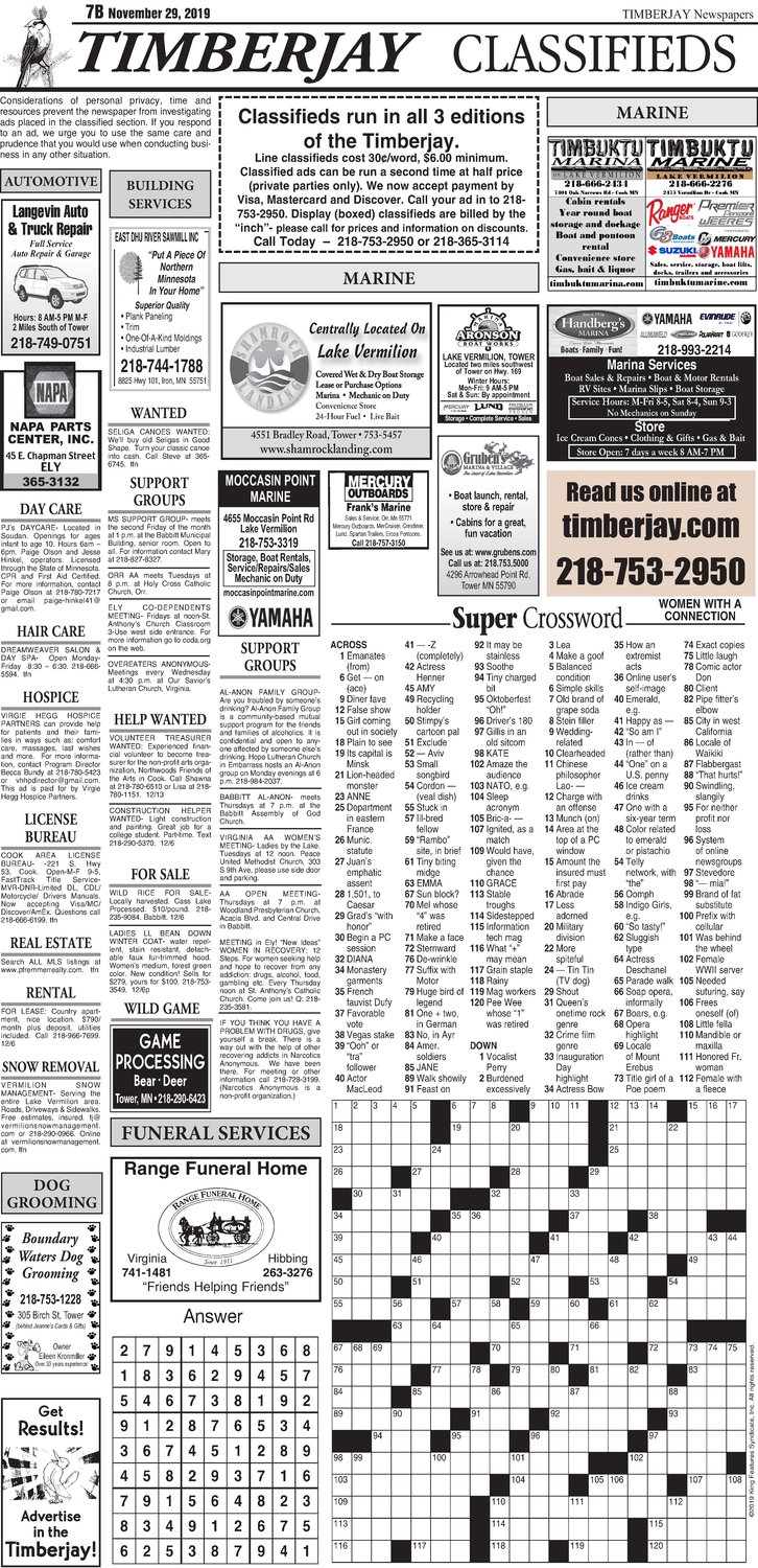Click to download the legal notices and classifieds from page 7B