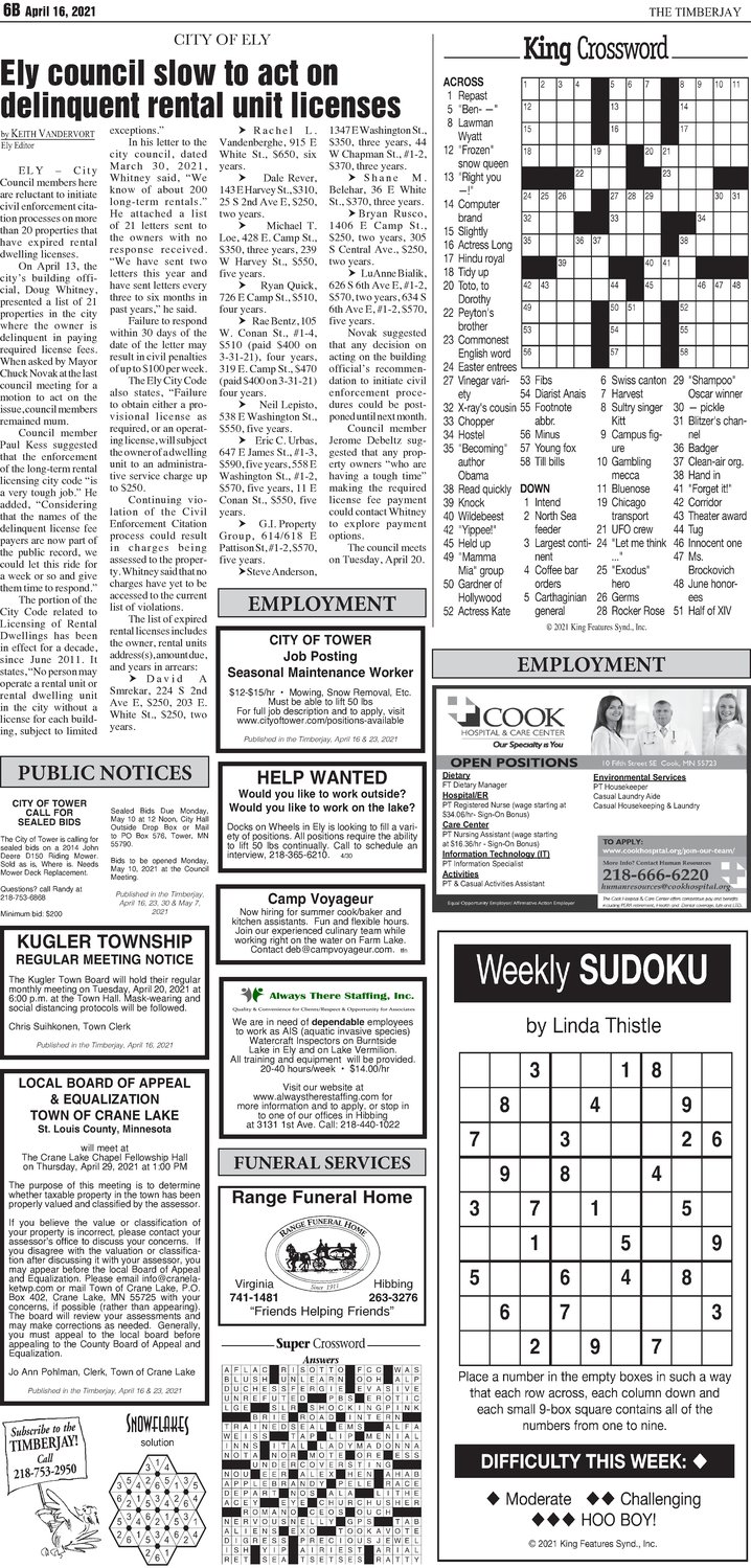Click here for the legal notices and classifieds on page B8