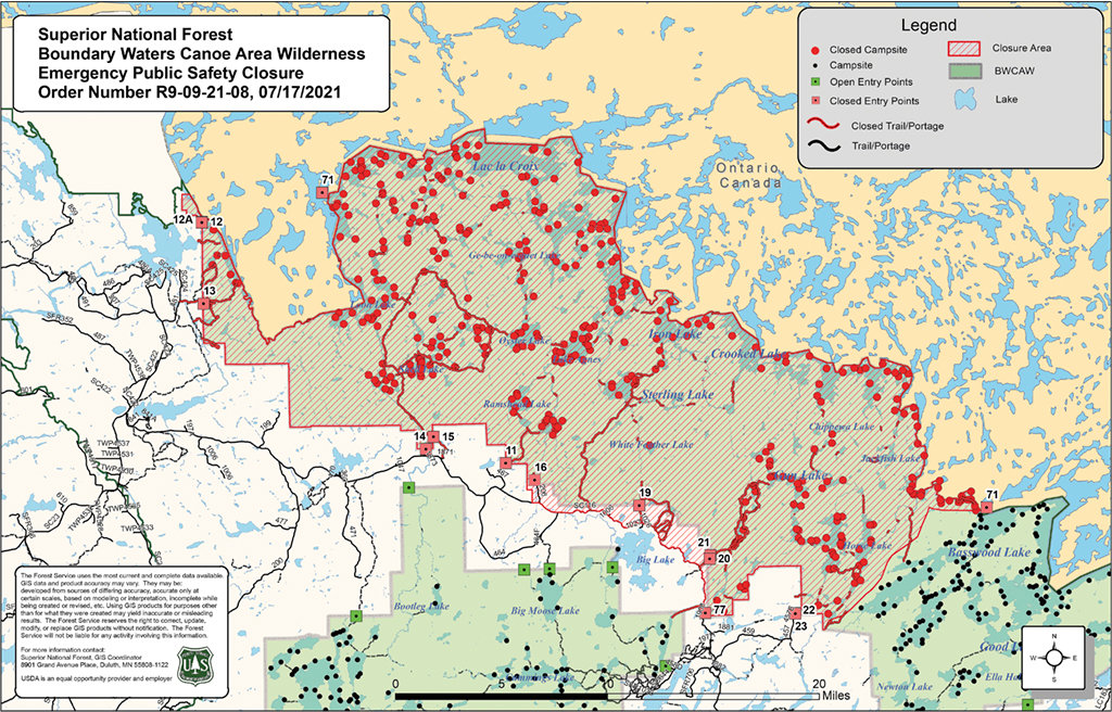 A map of the closure zone in the BWCAW.