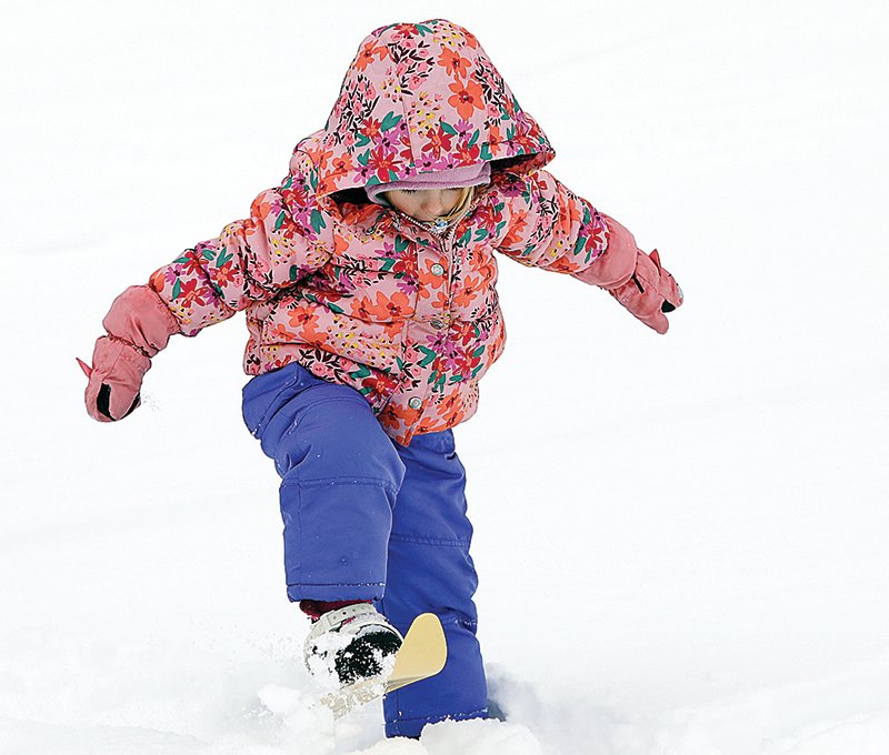A young skier made her own trail through the deep snow.
