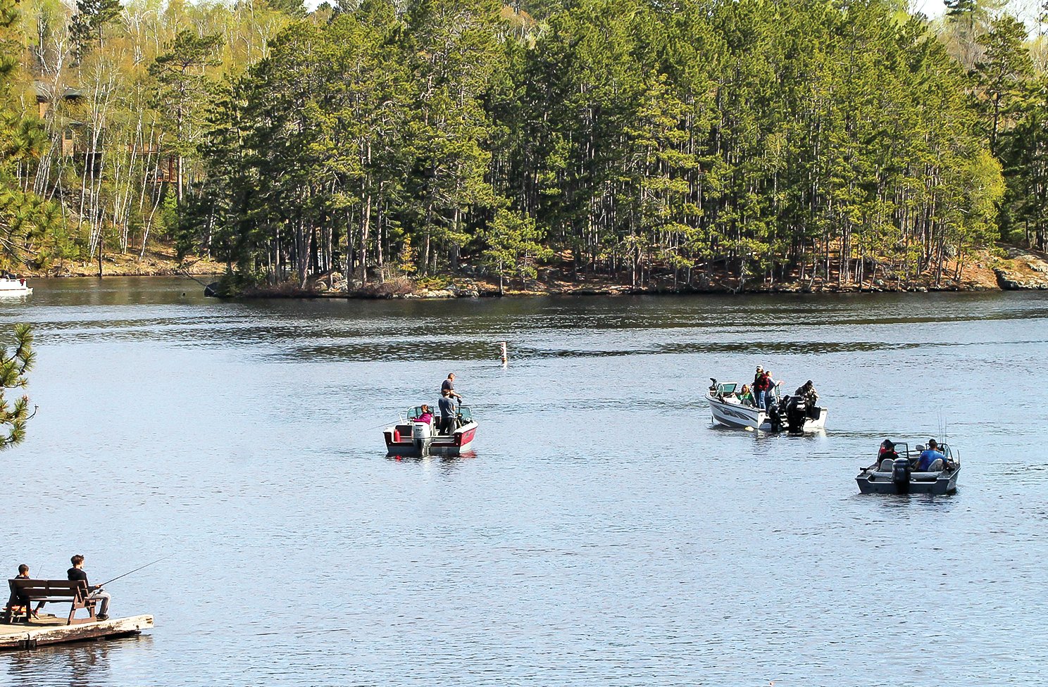 Anglers gathered around Silver Rapids near Ely during the 2021 fishing opener.