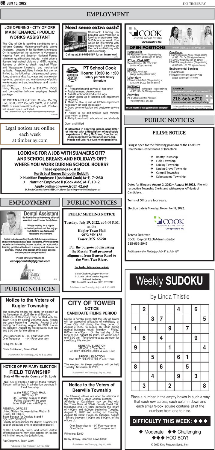 Click here for the legal notices and classifieds on page 6b