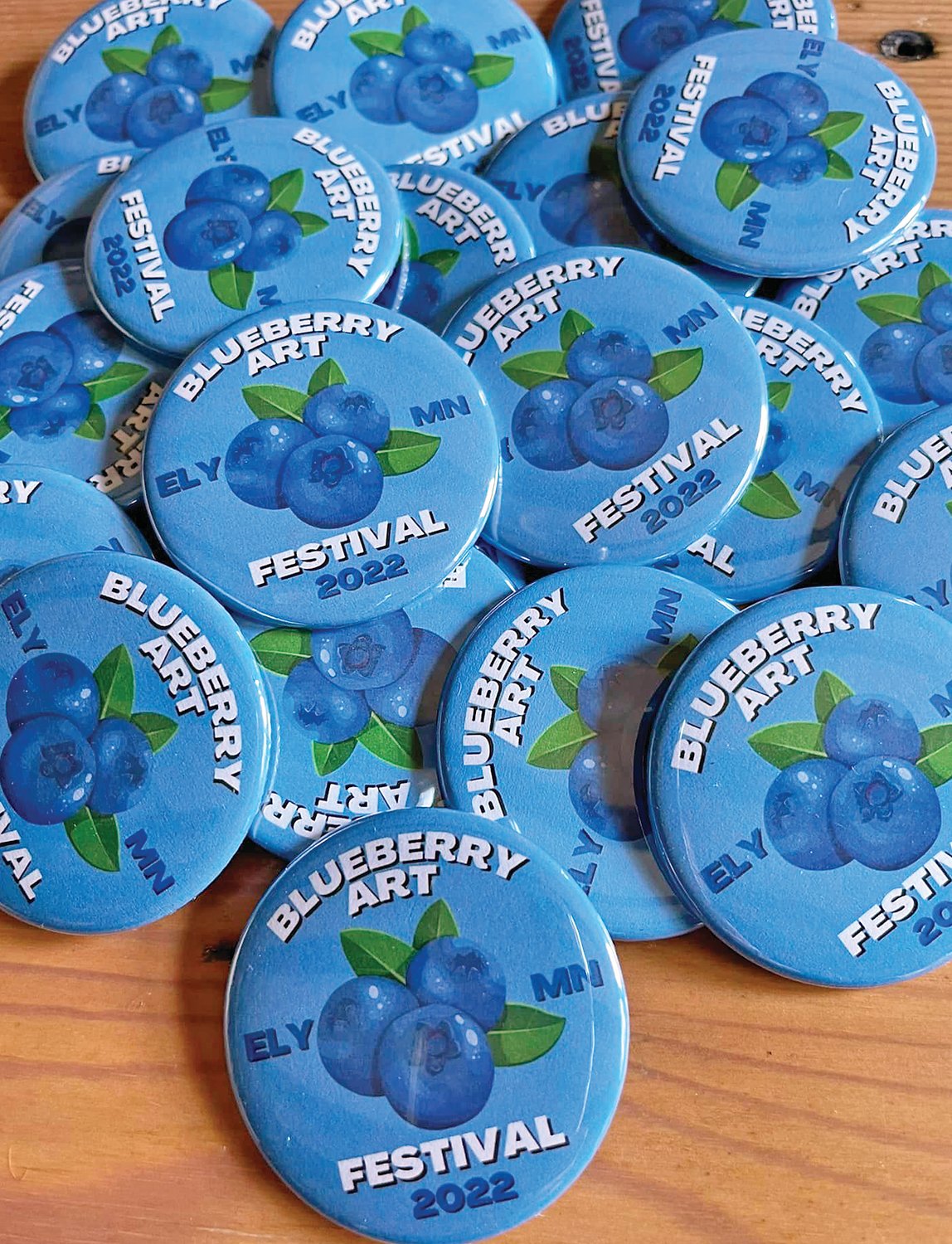 For the first time in Blueberry/Art Festival history, event pins are available at the Ely Chamber of Commerce and at the chamber's booth at the festival.