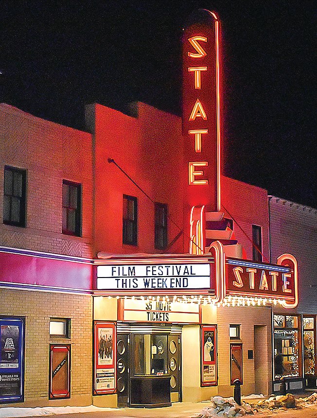 The marquee at Ely’s Historic State Theater was lit up for last week’s first annual End of the Road Film Festiva