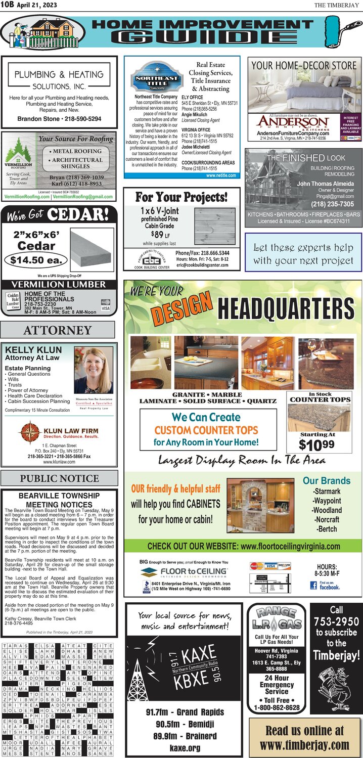 Click here for the legal notices and classifieds on page 10B