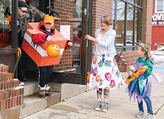 Trick-or-treaters on Tower’s Main Street.