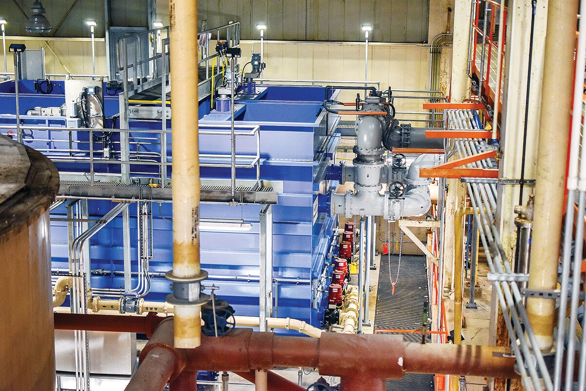 The new cloth media filtration unit at Ely’s waste water treatment facility. The unit replaces an old sand filtration unit which was inadequate to meet stricter federal 
mercury standards.