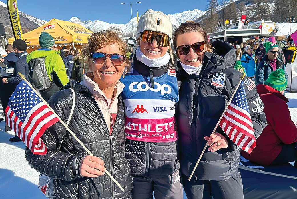 Erin Bianco, flanked by her mother Mary and big sister Amy, who were both on hand to cheer her on during the World Cup competition.