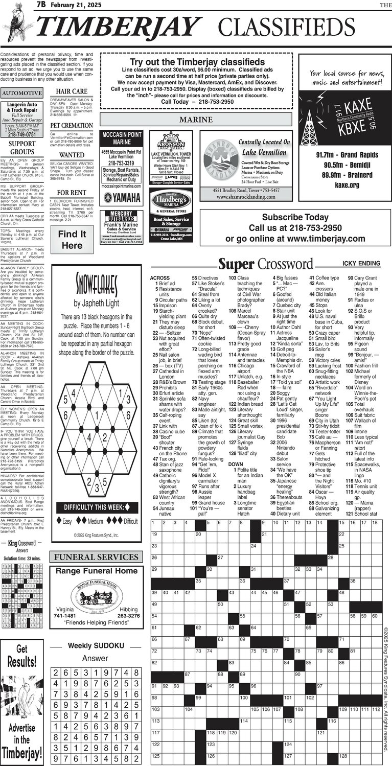 Click here for the legal notices and classifieds on page 7B