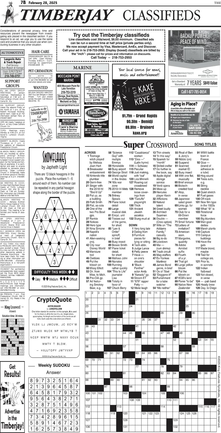 Click here for the legal notices and classifieds from page 7B