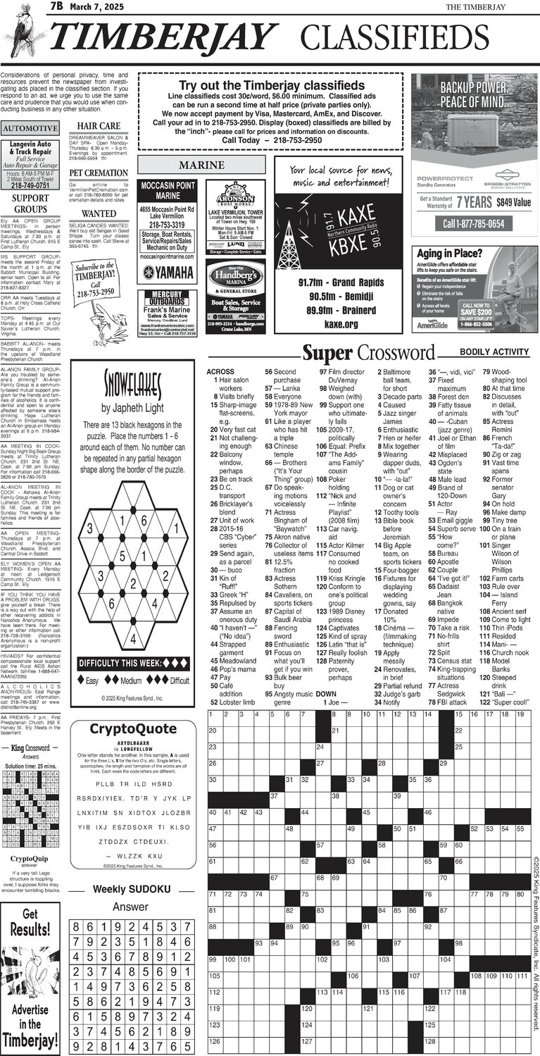 Click here for the legal notices and classifieds on page 7B