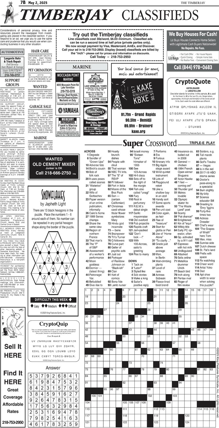 Click here for the legal notices and classifieds on page 7B
