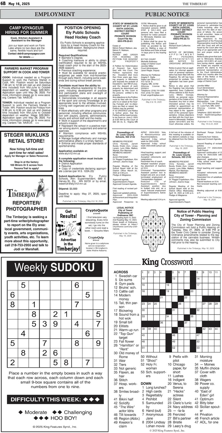 Click here for the legal notices and classifieds on page 6B
