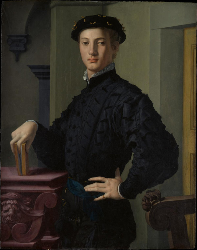 Bronzino (Agnolo di Cosimo di Mariano) (Italian, Monticelli 1503&ndash;1572 Florence). Portrait of a Young Man, 1530s. Oil on wood, 37 5/8 x 29 1/2 in. (95.6 x 74.9 cm). H. O. Havemeyer Collection, Bequest of Mrs. H. O. Havemeyer, 1929 (29.100.16)