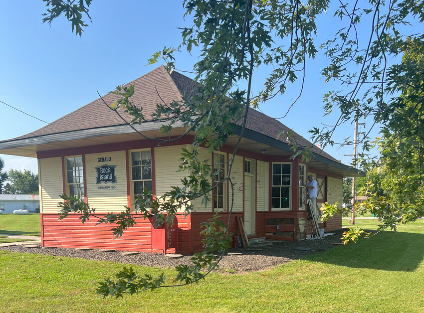 Leroy Strubberg, above, will spend the next week or so preparing and painting the depot in Legion Park.