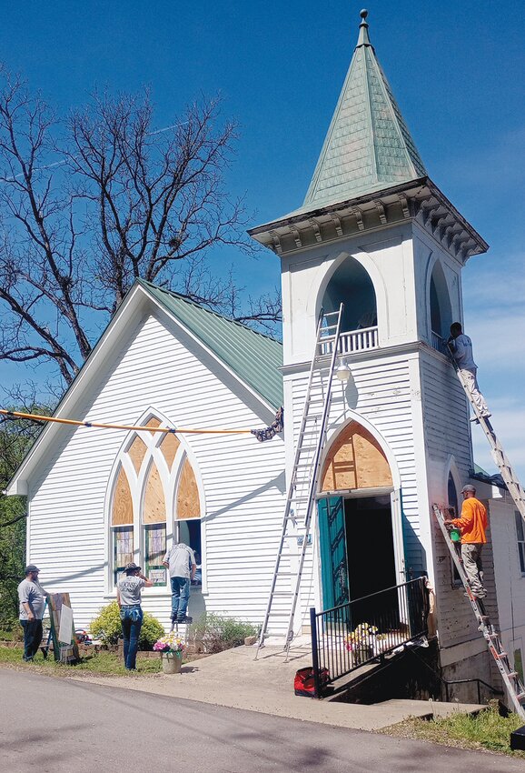 Wright’s Painting of Jefferson City restores the exterior of the old Bonnots Mill Methodist Church.