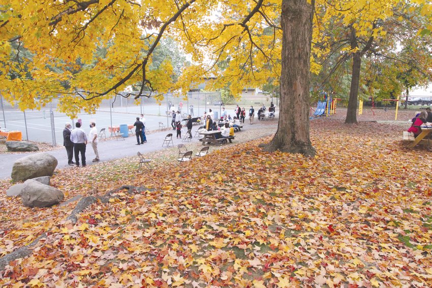 SETTING THE SCENE: Fall colors gave Pontiac and the Halloween event in the park an autumn glow.