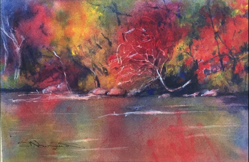 OPEN STUDIOS: Featured in this year&rsquo;s West Bay Open Studios show is Sheila Newquist, exhibiting her watercolors inspired by scenes in nature including woodlands, farmlands, seascapes, and flowers, as well as still life. Pictured is her piece &ldquo;Fiery Fall.&rdquo;