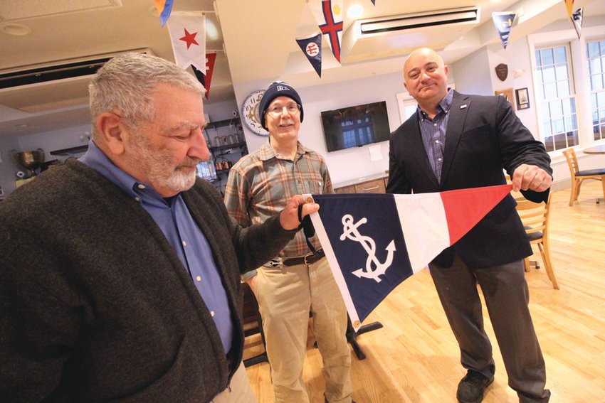 FLAG OFFICERS: No one is keeping count, but it&rsquo;s been at least a decade since all three flag officers at the Edgewood Yacht Club are Cranston residents. With Commodore Ken Gilbert, left, are Chris Lee and Vin DelloIacono.