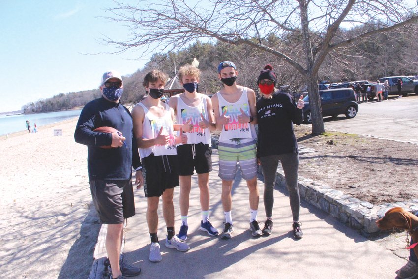 MORNING MUFFINS: It took only a moment for Joe Jolls to come up with &ldquo;Stud Muffins&rdquo; as the name for the family and friends team that ran the course and then jumped into Greenwich Bay.