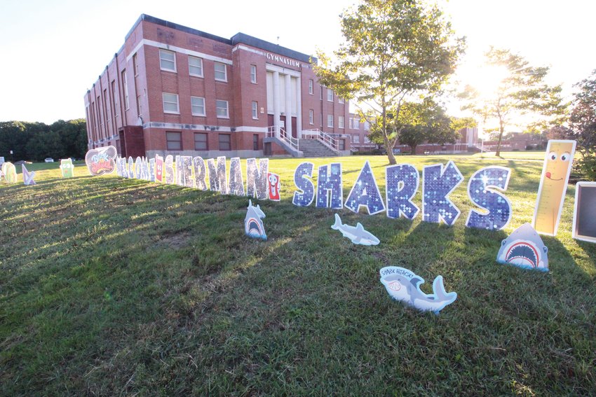 ALL SHARKS ARE WELCOME: The Sherman sharks moved to their temporary home at the former Gorton Junior High School on Thursday. (Warwick Beacon photos)