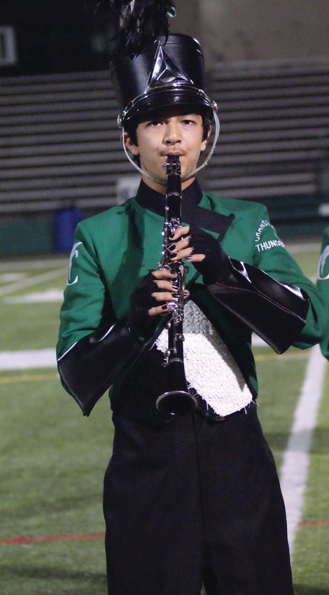 ON THE CLARINET: Playing the clarinet during the Thunderbolt Marching Band Invitational was Timothy Dietrich.