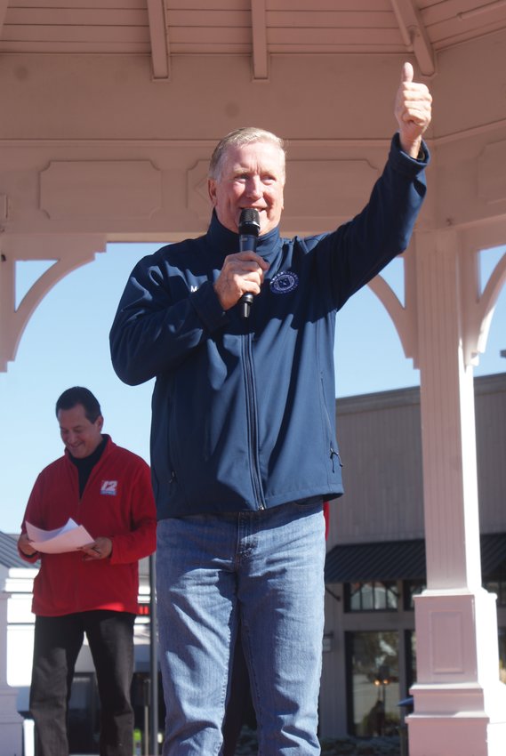 WARM WELCOME:&nbsp;Cranston Mayor Ken Hopkins welcomed the crowd to the Celebrate the Movement Walk-a-thon to benefit Special Olympics Rhode Island.