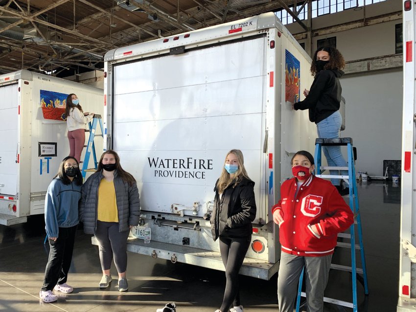 WELL-DESERVED CREDIT: In a six to eight week period, the Hogan&rsquo;s students created,  designed, printed and applied 84 decals of various sizes to WaterFire&rsquo;s trucks.