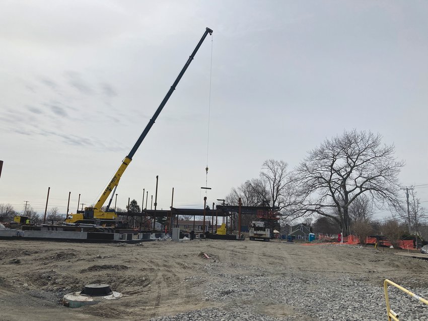 Cranston&rsquo;s Garden City School   springs forward in the new season    With concrete work finished, Dimeo construction started erecting the steel structure in mid-March.  (Cranston Herald photo)