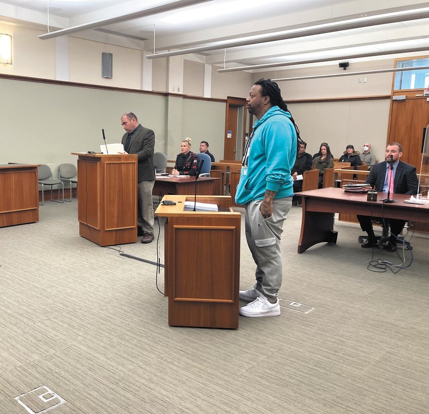 COURT APPEARANCE: Devone appeared at Third District Court on April 1 for a formal arraignment and bail review. (Cranston Hearld photo)