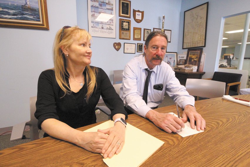 RAISING CONCERNS: Patricia Criner, an ICU nurse and president of the local 5008 of the United Nurses and Allied Professionals at Kent Hospital and Jack Callaci, Director at United Nurses &amp; Allied Professionals fear Kent could be acquired by a for-profit corporation to the detriment of the community. (Warwick Beacon photo)