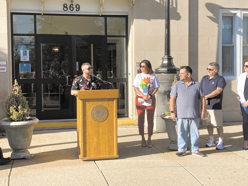 PROTECTING RIGHTS: CJ Miller from the Rhode Island Political Action Committee talked about protecting LGBTQ+ rights through voter engagement. (Herald photo)