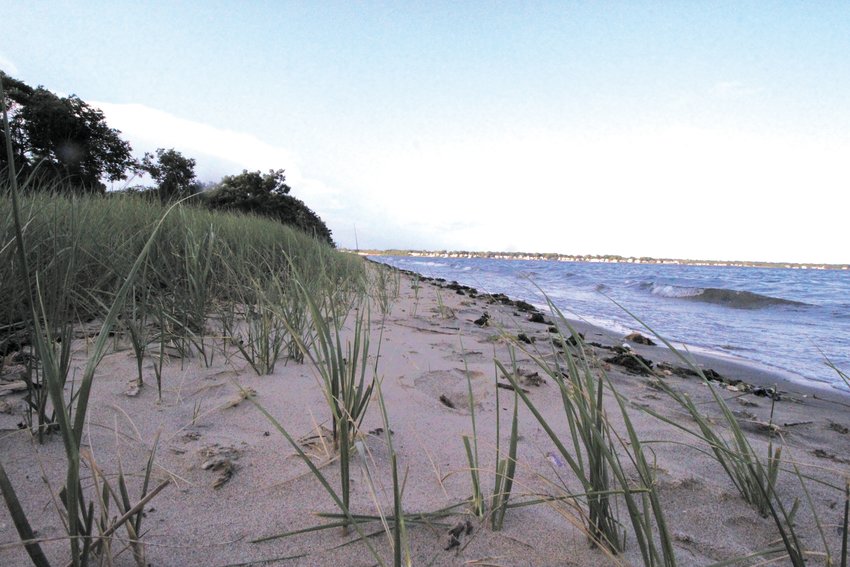 AT HIGH TIDE: Much of Gaspee Point is obscured during high tide which surely was a factor in why Lt. William Dundingston, captain of the HMS Gaspee in pursuit of the colonial vessel Hannah ran aground on June 9, 1772. A hunt for remnants of the boat that was burned to the waterline starts this Friday. This image was taken Tuesday at high tide. (Warwick Beacon photo)