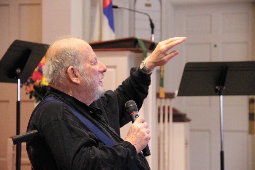 HE HAD TO LEARN NEW SKILLS: Dr. Paul Abrahams described what went into building the harpsicord.